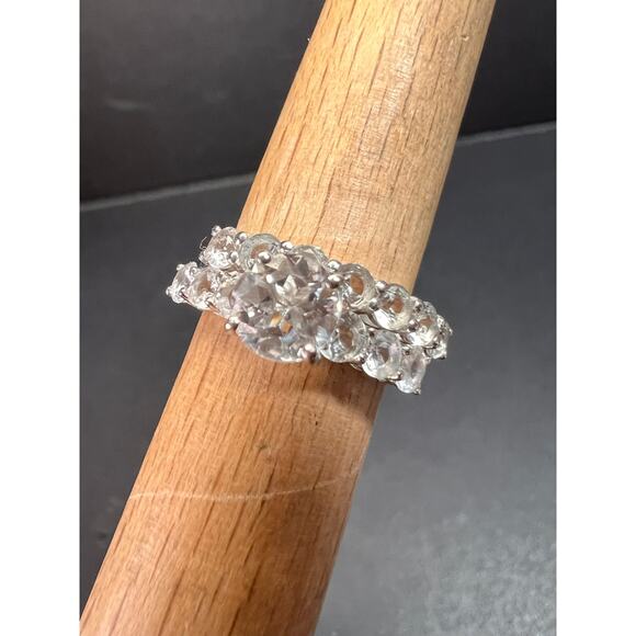 NEW White topaz stackable ring set in platinum over sterling silver size 5 - Picture 1 of 16